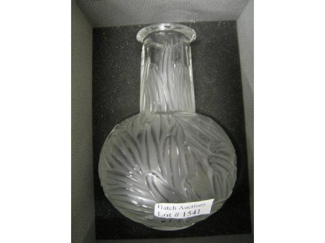 Appraisal: Lalique French Crystal Vase frosted leaf decor excellent original box