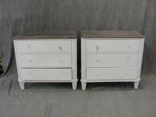 Appraisal: Pair of Drawer White Painted Chests with Black Oak Finished