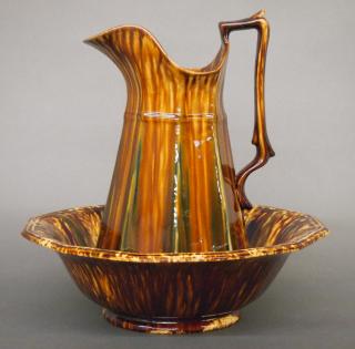 Appraisal: A mid th century Bennington pitcher and bowl set by