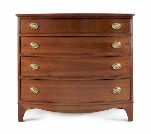 Appraisal: Stickley cherry bowfront chest of drawers h w together with