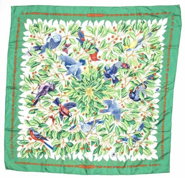 Appraisal: Hermes silk twill scarf Les Merises pattern original design by