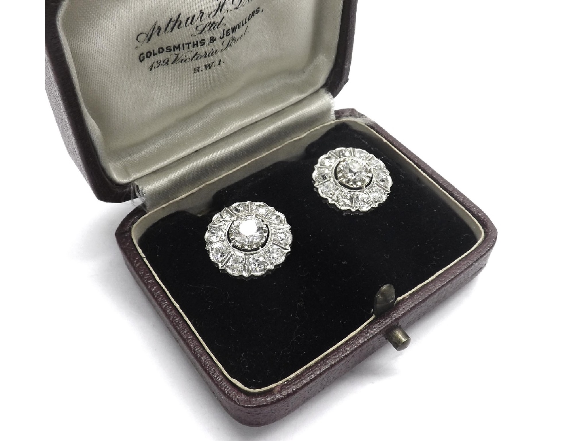 Appraisal: Fine pair of circular old-cut diamond cluster earrings estimated ct