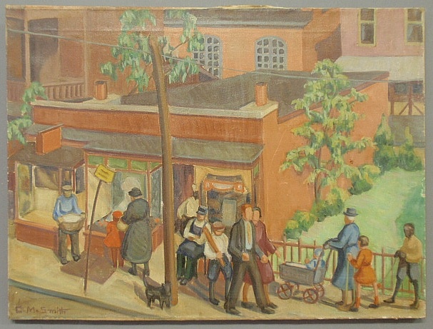 Appraisal: - Unframed s street scene signed l l G M