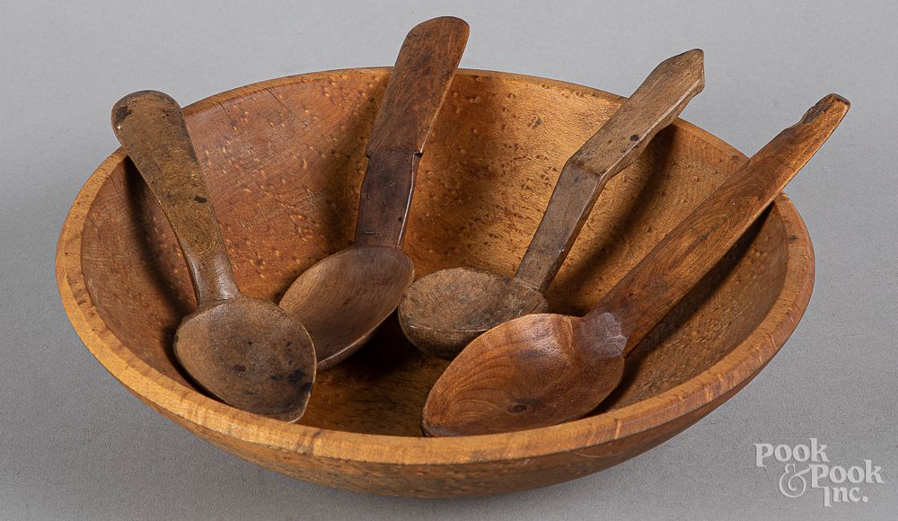 Appraisal: Bird's-eye maple bowl th c Bird's-eye maple bowl th c