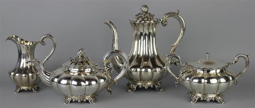 Appraisal: ASSEMBLED VICTORIAN ENGLISH SILVER TEA AND COFFEE SERVICE the coffee