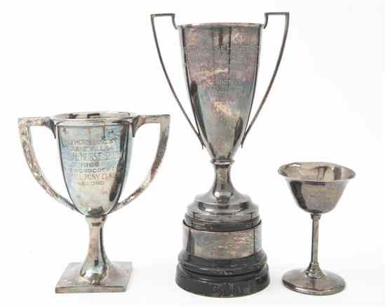 Appraisal: Two American Silverplate Trophies each of handled form one raised