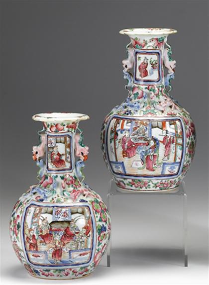 Appraisal: Fine Pair of Chinese export famille rose bottle vases mid