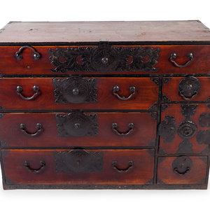 Appraisal: A Japanese Iron Mounted Tansu Chest LATE TH CENTURY Height