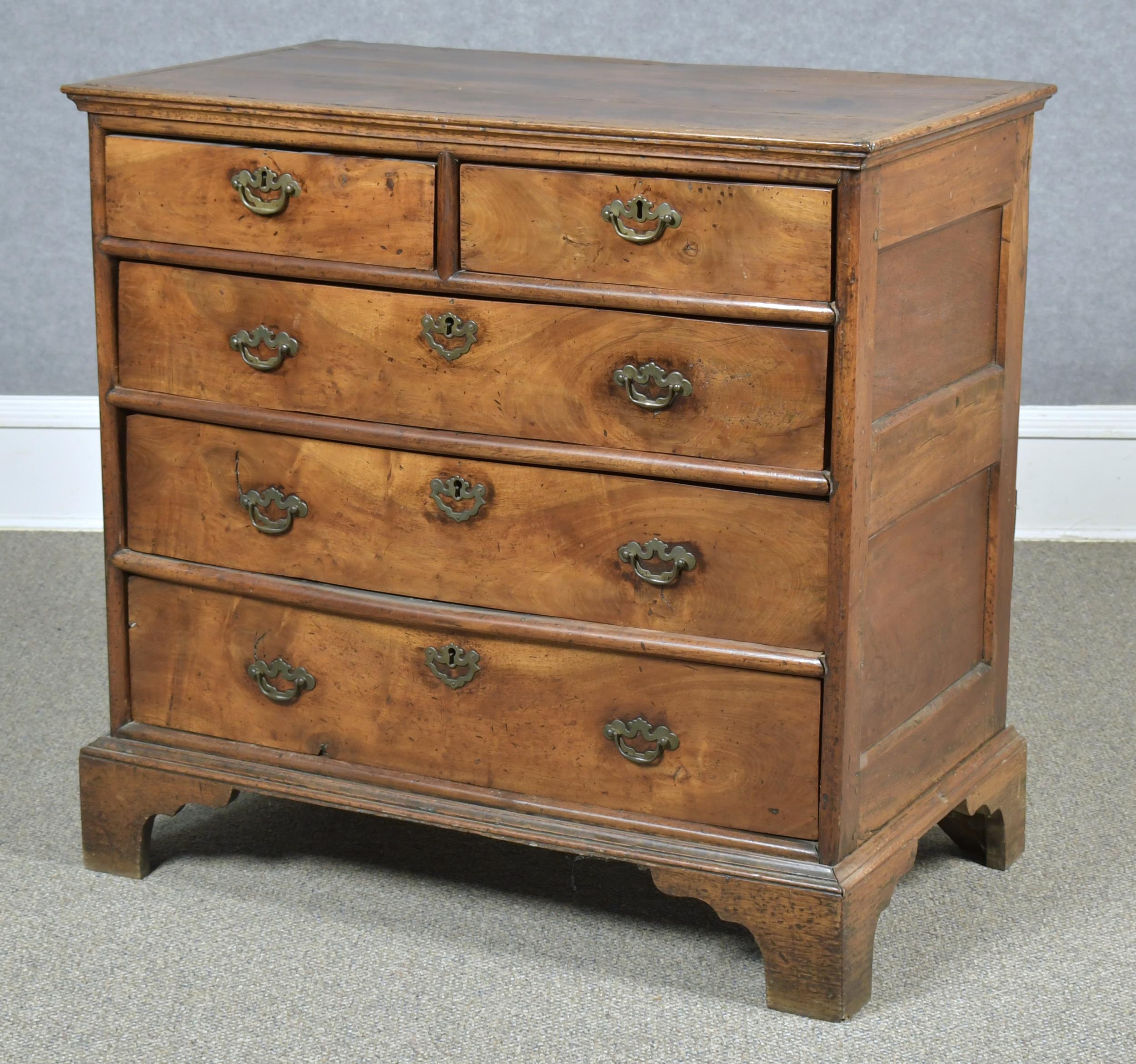 Appraisal: TH C ENGLISH GEORGE II FRUITWOOD CHEST Low profile with