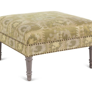 Appraisal: A White Painted Upholstered and Nailhead-Decorated Ottoman Height x width