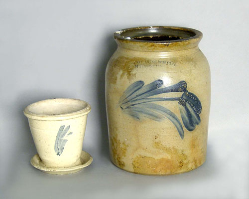 Appraisal: Cowden Wilcox stoneware crock h together with a planter h