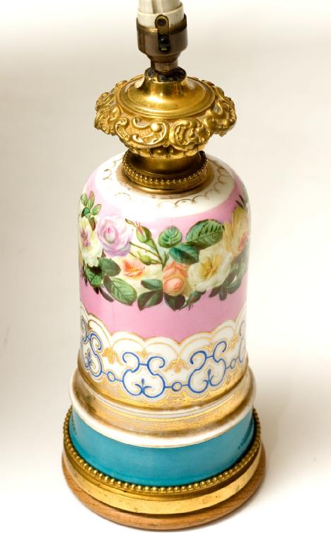 Appraisal: th CENTURY GILT-METAL MOUNTED PORCELAIN LAMP BASE printed and painted