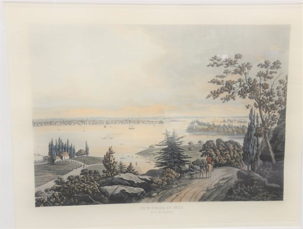 Appraisal: Colored engraving New York in from Weehawken plate size x