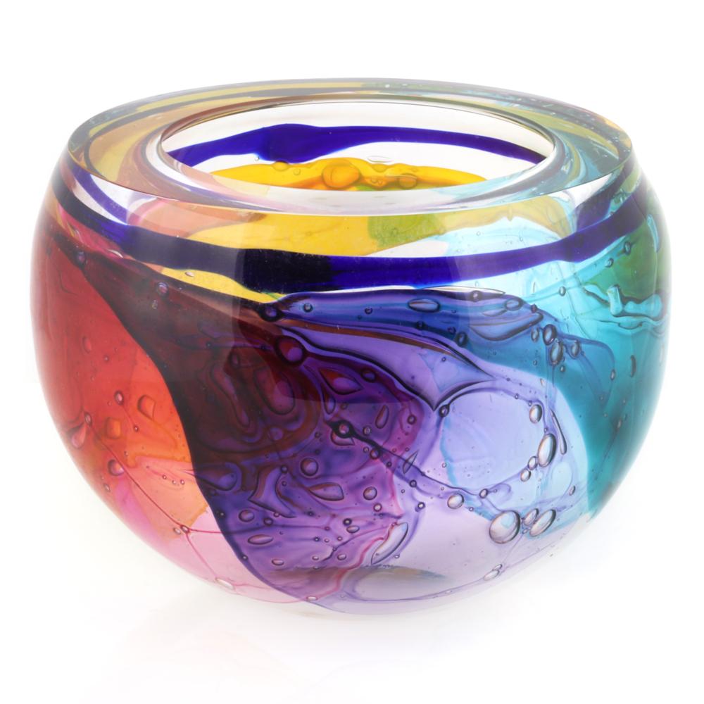 Appraisal: LEON APPLEBAUM AMERICAN B LAVA BOWL HAND BLOWN GLASS H