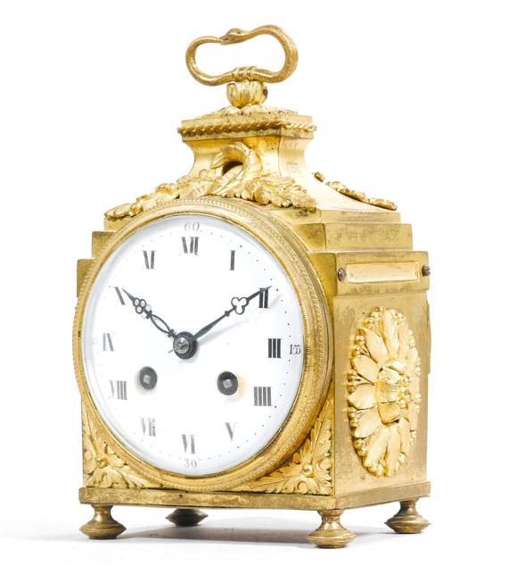 Appraisal: OFFICER'S CLOCK Louis XVI Switzerland circa Gilded and matt bronze