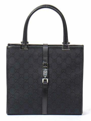 Appraisal: Gucci Jackie tote bag in black GG canvas with silver-tone