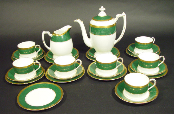 Appraisal: Coalport Athlone-Green pattern coffee service comprising coffee pot cream jug