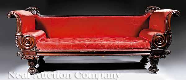 Appraisal: An American Classical Carved Mahogany Sofa c Boston after a