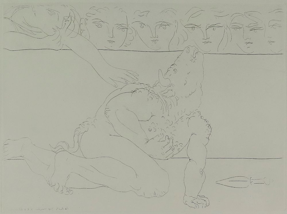 Appraisal: Picasso Minotaure Mourant Etching from Suite V Pablo Picasso -