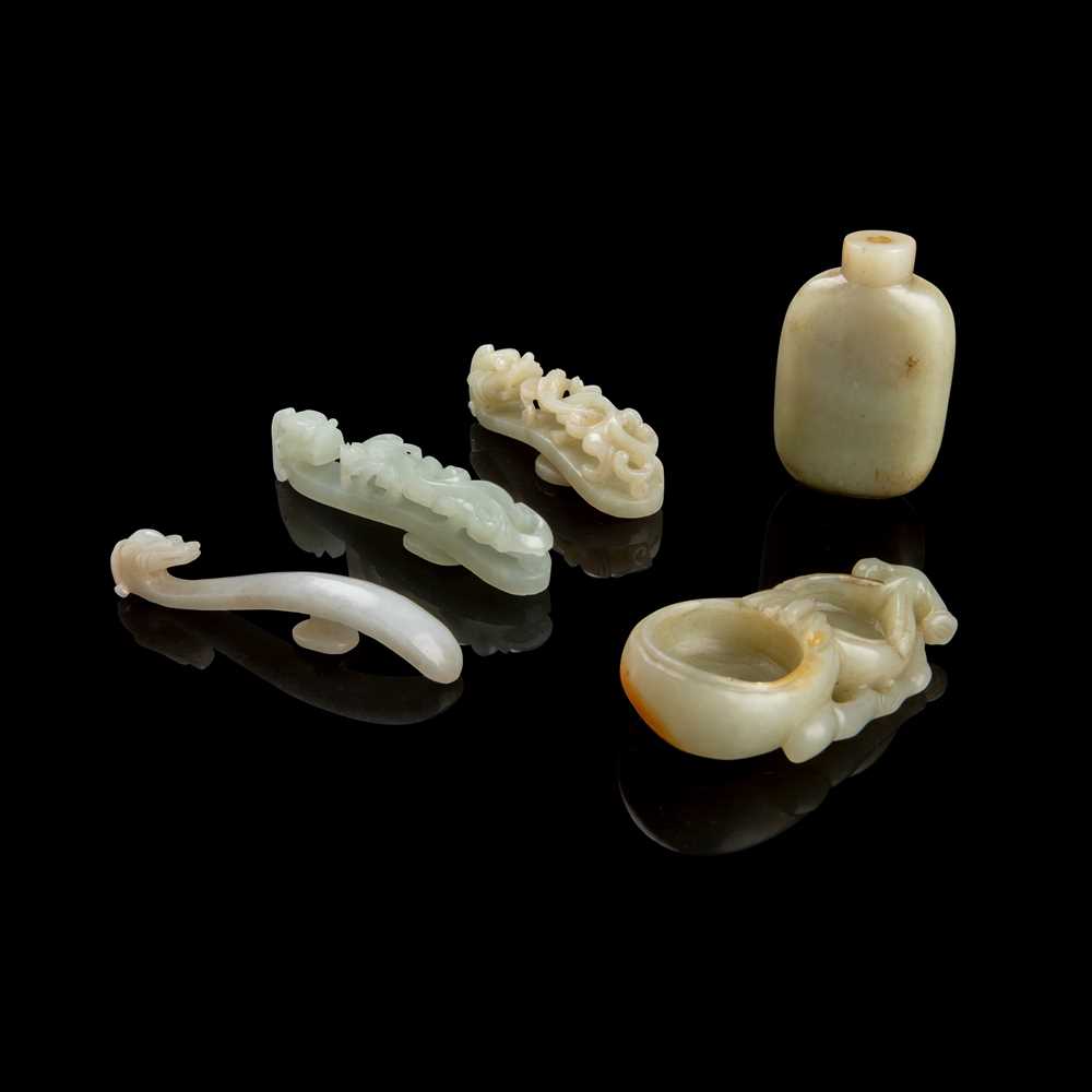 Appraisal: GROUP OF FIVE JADE PIECES TH- TH CENTURY comprising three