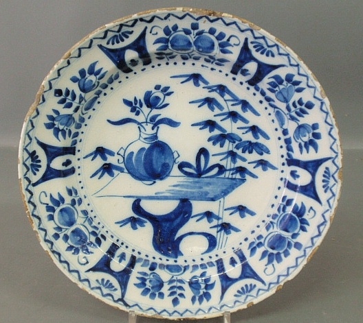 Appraisal: - Blue and white faience earthenware deep dish dia -