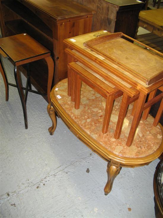 Appraisal: Italian style marble topped coffee table nest of three tables