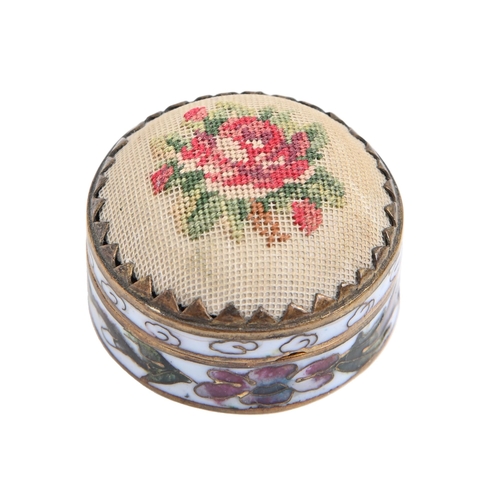 Appraisal: A Chinese cloisonne enamel pill box with pin cushion lid