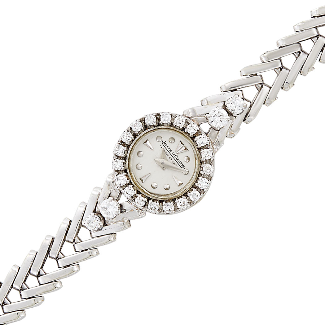 Appraisal: White Gold and Diamond Wristwatch Jaeger-LeCoultre France kt mechanical backwind