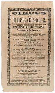 Appraisal: Circus and Hippodrome Programme N p An early program for