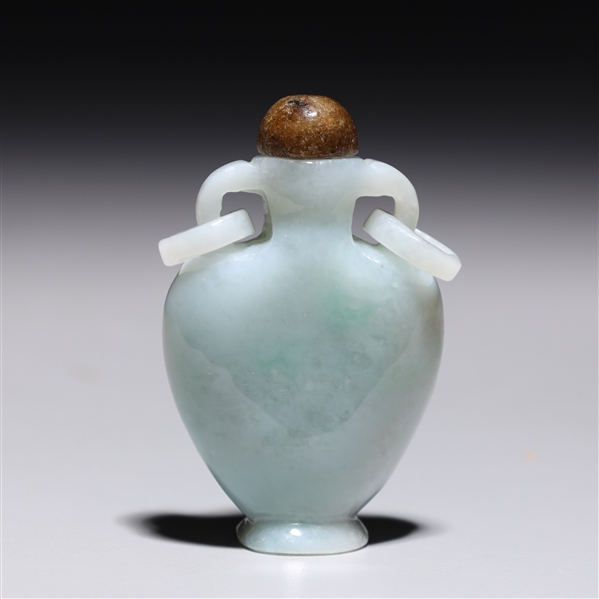 Appraisal: Chinese carved jadeite vase form snuff bottle with open work