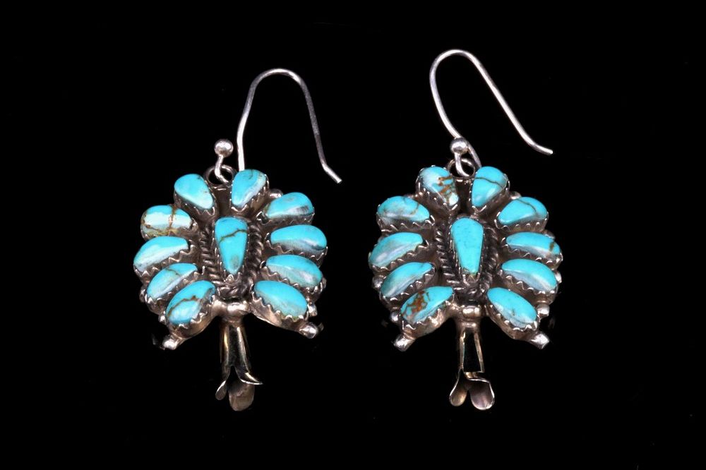 Appraisal: Navajo Sterling Silver Cerrillo Turquoise Earrings Featured in this lot