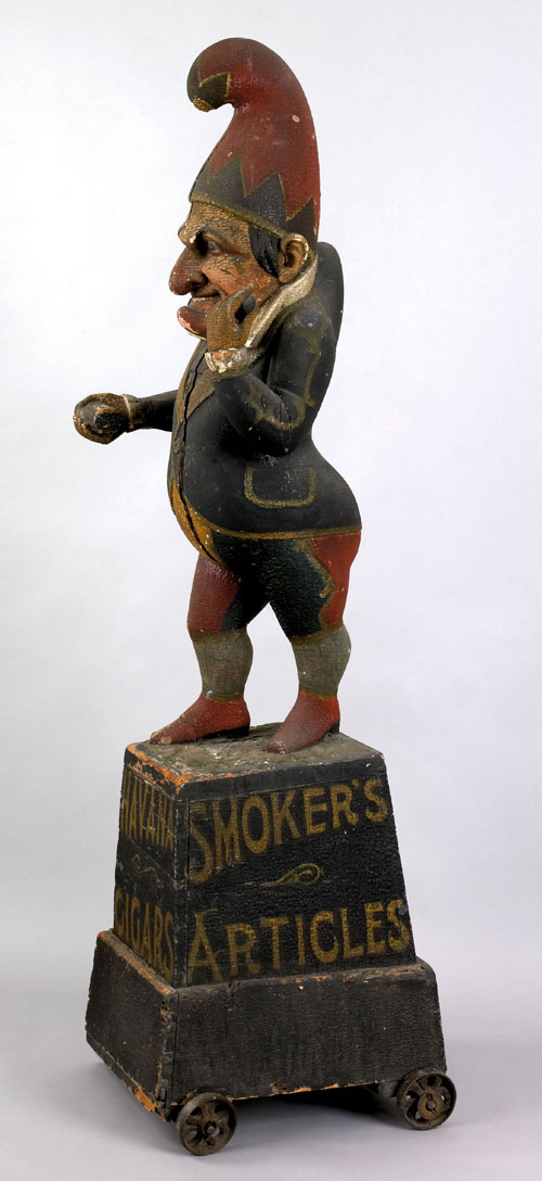 Appraisal: Exceptional carved and painted Punch cigar store figure late th