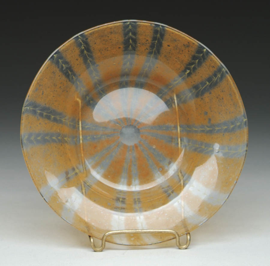 Appraisal: NASH PLATE Orange and clear decorated plate in typical Nash