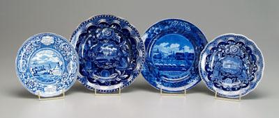 Appraisal: Historic blue Staffordshire four plates one with colonies in border