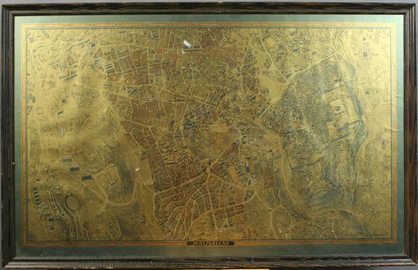 Appraisal: Map of Jerusalem th Century framed x EST