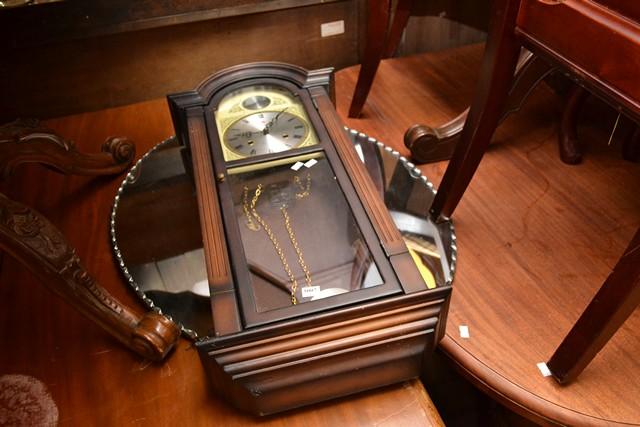 Appraisal: A 'S OVAL WALL MIRROR AND REGULATOR CLOCK A 'S