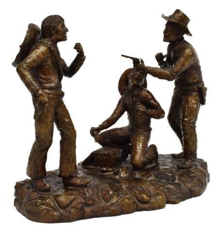 Appraisal: Patinated bronze sculpture Dissolving the Partnership signed in the bronze