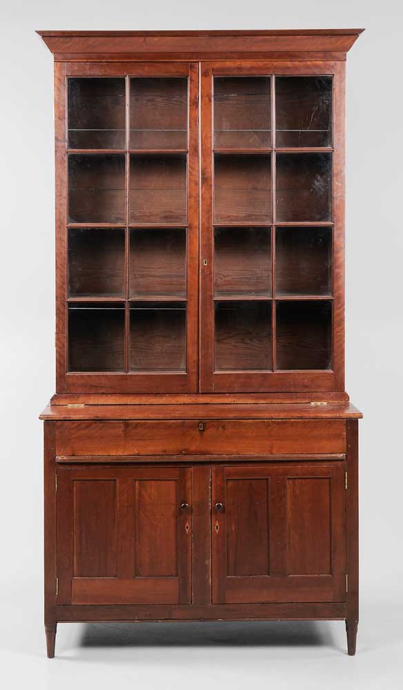 Appraisal: Rare Alabama Classical Secretary Bookcase attributed to Cherokee County probably