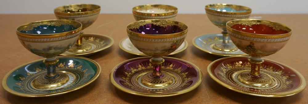 Appraisal: Six Dresden Gilt Decorated Porcelain Footed Cups with Saucers