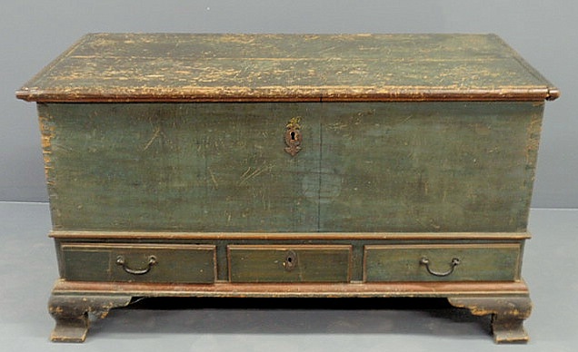 Appraisal: Pennsylvania German dower chest c with original red blue and