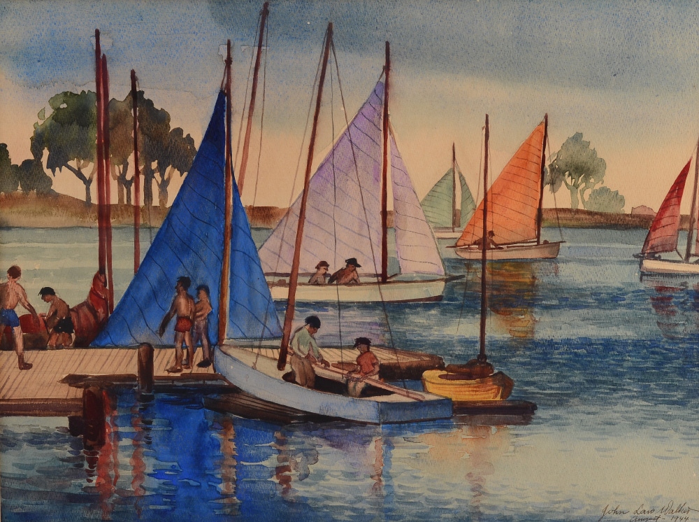 Appraisal: WALKER John Law American - ''Sailing Day'' Watercolor sight size