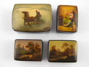 Appraisal: Four small Russian lacquer boxes largest x cm signed and