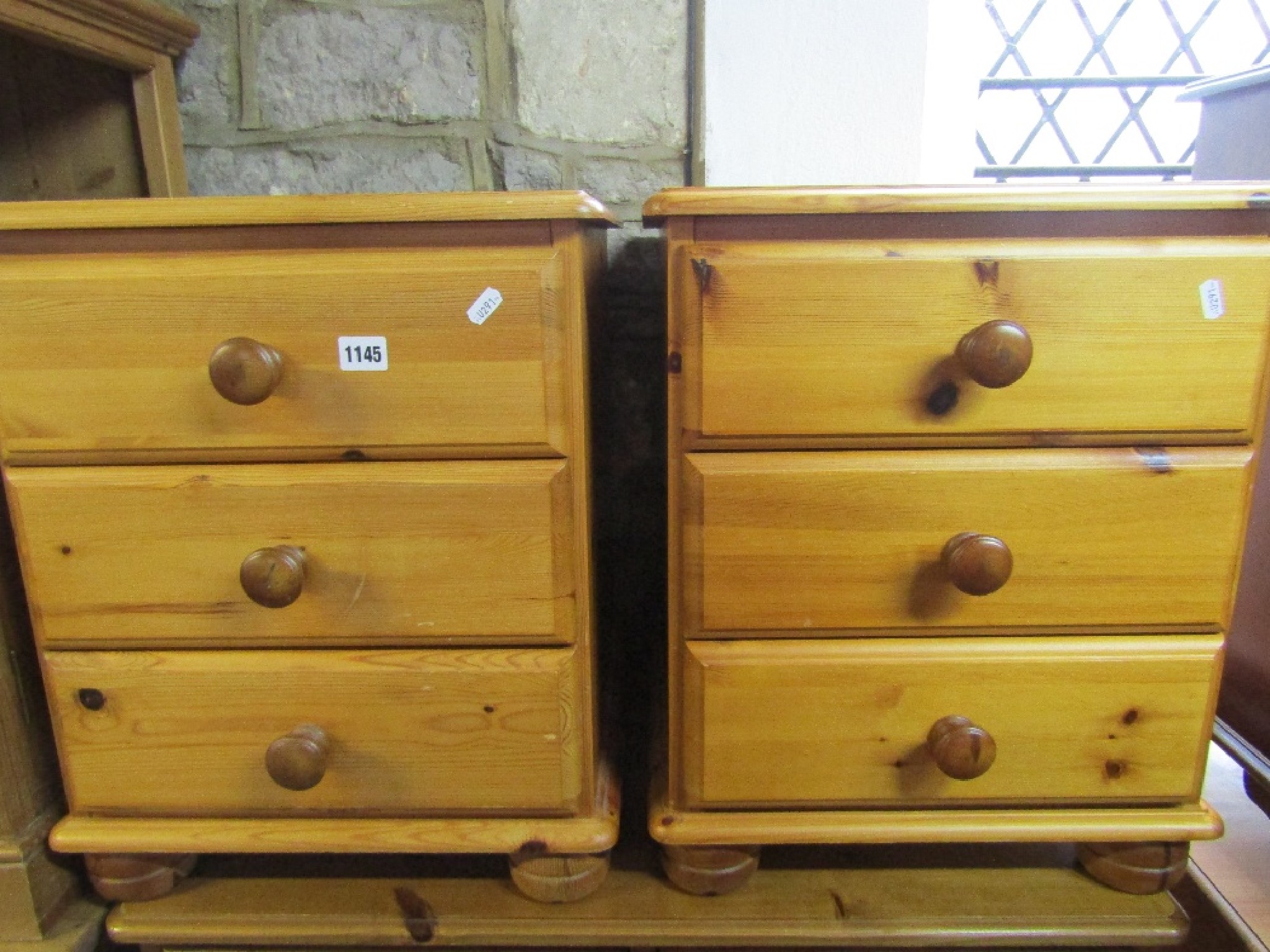 Appraisal: A modern stripped pine bedroom chest of three long and