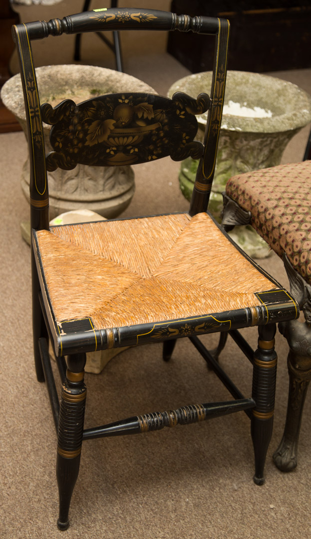 Appraisal: Hitchcock stencil decorated rush-seat side chair