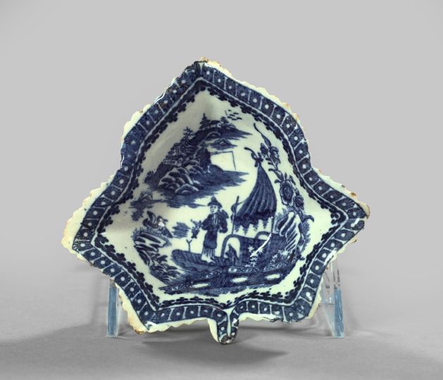 Appraisal: English Blue and White Porcelain Sweetmeat Bowl third quarter th