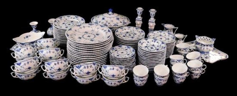 Appraisal: CHINA Royal Copenhagen Blue Fluted blue and white porcelain dinnerware