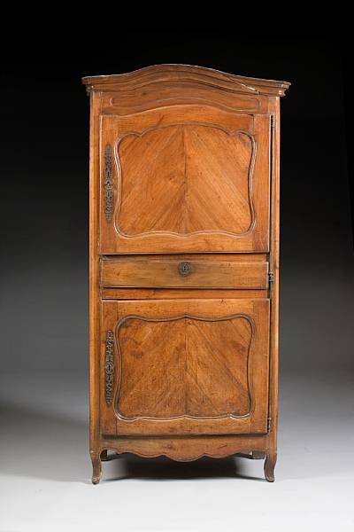 Appraisal: A Louis XV elm and fruitwood cupboard second half th