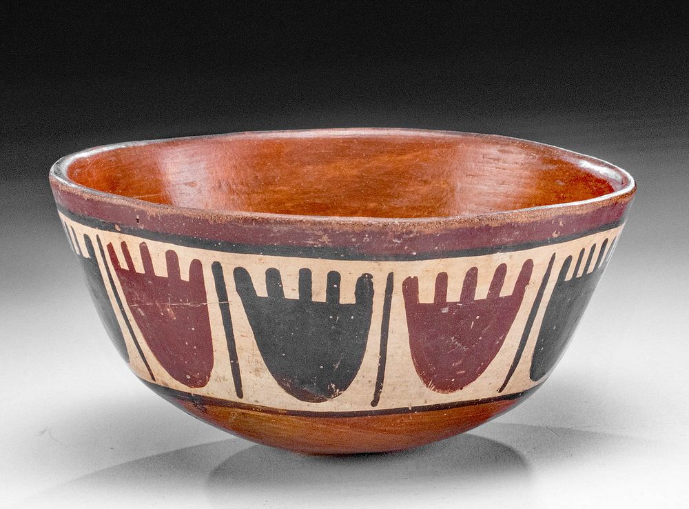 Appraisal: Nazca Polychrome Bowl w Heads ex Museum Pre-Columbian South Coast