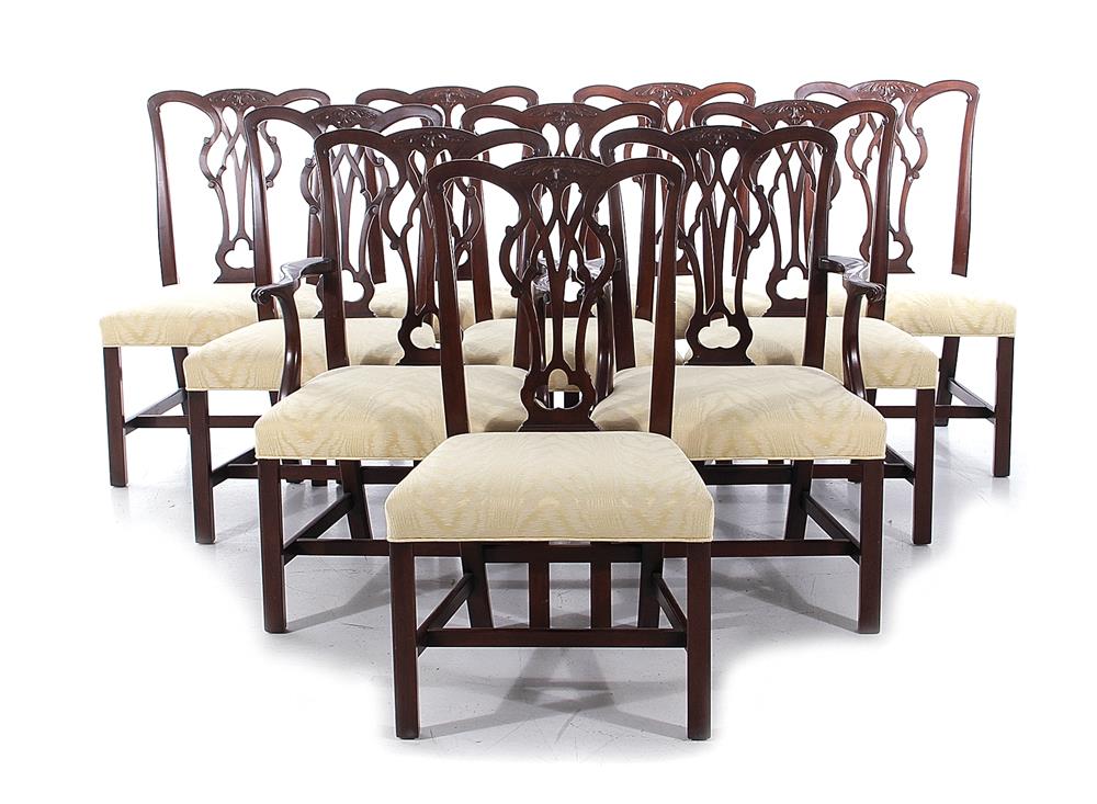 Appraisal: Chippendale style mahogany chairs set of ten eight side and