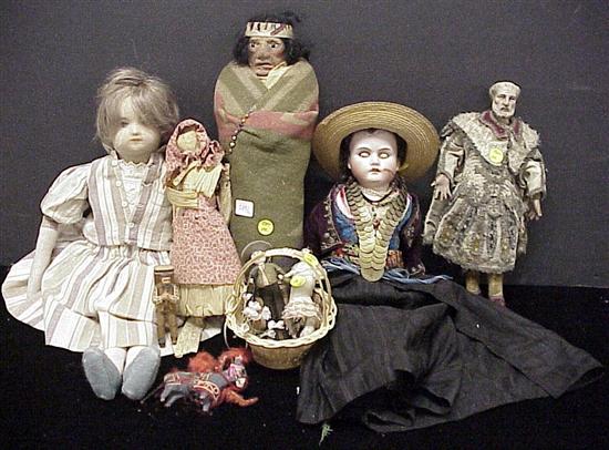 Appraisal: Dolls a Ilici bisque head with native costume h missing